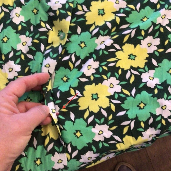 Elegant Emily Women's Green Floral Print Short Sleeve Button Down Duster Gown - Picture 10 of 11